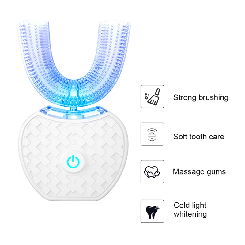 360 градусов Автоматическая звуковая электрическая зубная щетка USB перезаряжаемая отбеливание зубов U интеллектуальные Силиконовые Зубные щетки головки 4 режима