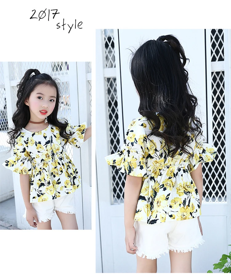 Children's T-shirt Girls Baby Summer Cute style Beautiful girl chiffon Printed loose T-shirt top for angel kids clothes (15)