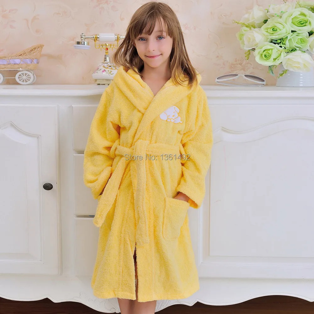 100 Cotton toweling bathrobes for children boys and girls swimming hooded bathrobe kids autumn