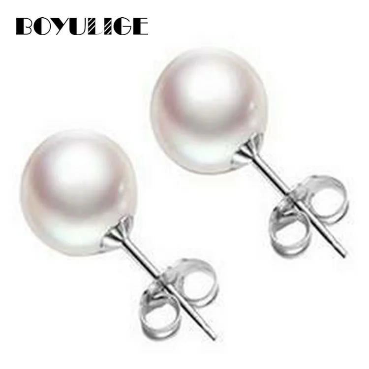 

BOYULIGE New fashion Jewelry korean Pearl Stud Earrings 2018 For Woman Girl Geometric Stainless Steel earrings aretes de mujer