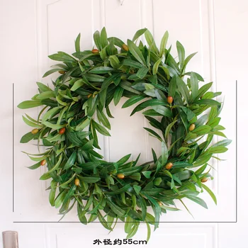 

40cm Summer simulation green Olives Garland Welcome Front Door Wreath Housewarming Festival celebration Gifts dropshipping