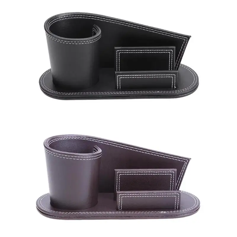 

Multifunction Pen Holder Pencil Stationery Container PU Leather Office School Desk Organizer Desktop Card Storage Box Accessory