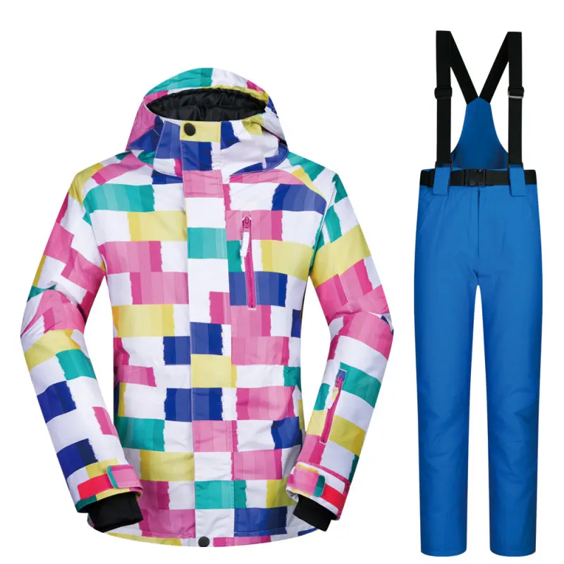 Высококачественная лыжная куртка, Женский комплект, ветрозащитная Водонепроницаемая дышащая одежда, теплый лыжный костюм, куртка для сноуборда и зимние штаны - Цвет: CK   BLUE