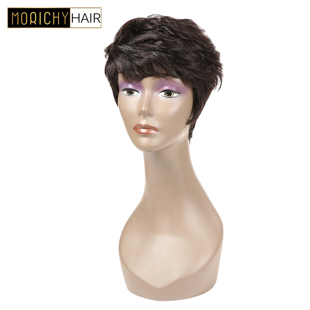 

MORICHY Short Human Hair Wigs For Black Women Natural Color Brazilian pixie wig Human Hair Non Remy Hair 130% Density