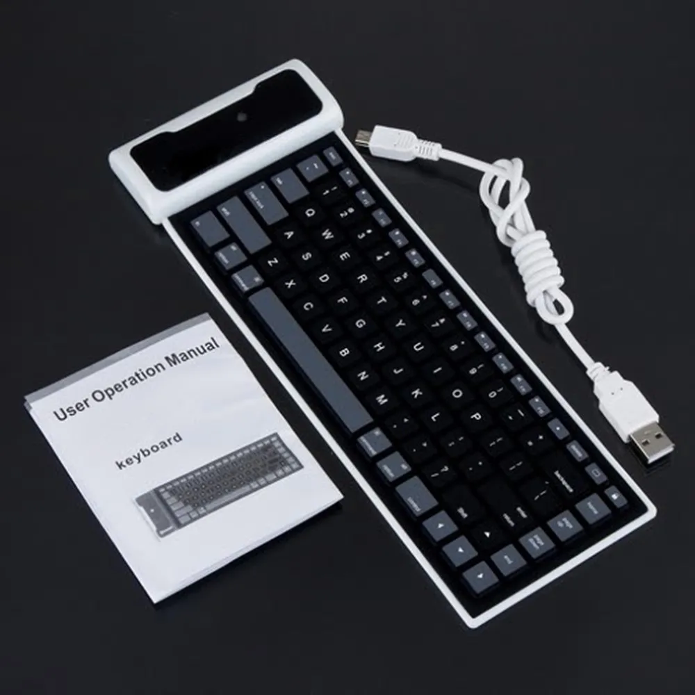 

Promotion!!!1Pcs New Wireless Flexiable Bluetooth Silicone Roll up Keyboard with USB Charging Cable Universal For PC Laptop iPad