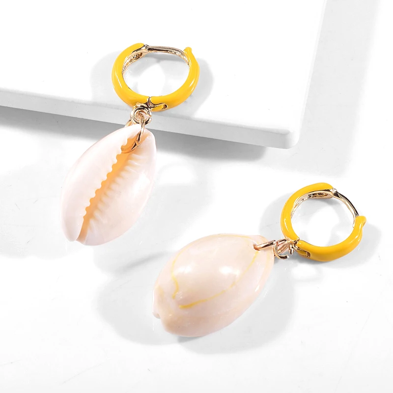 Sloong Sea Shell Earrings For Women Bohemian Ocean Natural Shell Cowrie Statement Hoop Earring Beach Jewelry Gift