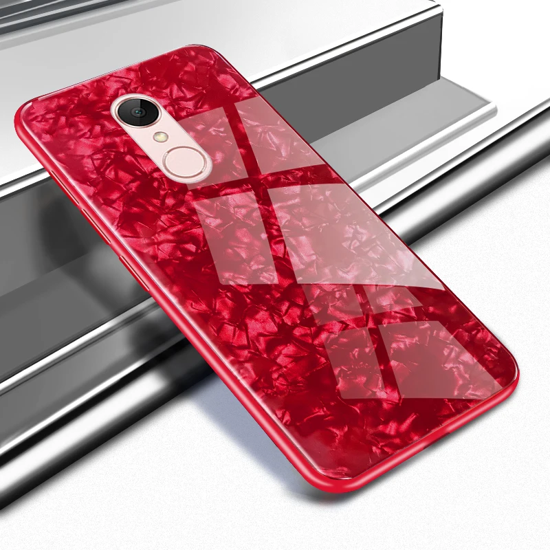 redmi 5 plus Case on for Xiomi Xiaomi Redmi 5 Plus Cover Luxury Conch Shell Tempered Glass Phone Cases for Xiaomi Redmi 5 Fundas