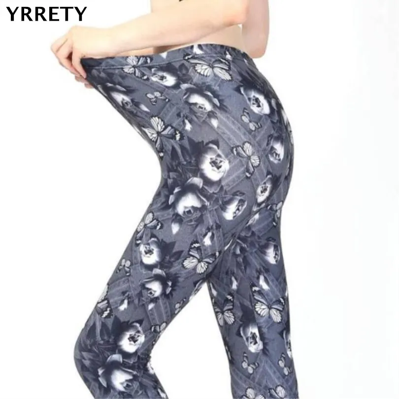 

YRRETY Women Butterfly Printing Leggings Push Up Fashion Pants High Waist Workout Jogging For Women Pants Sporting Hole Leggings