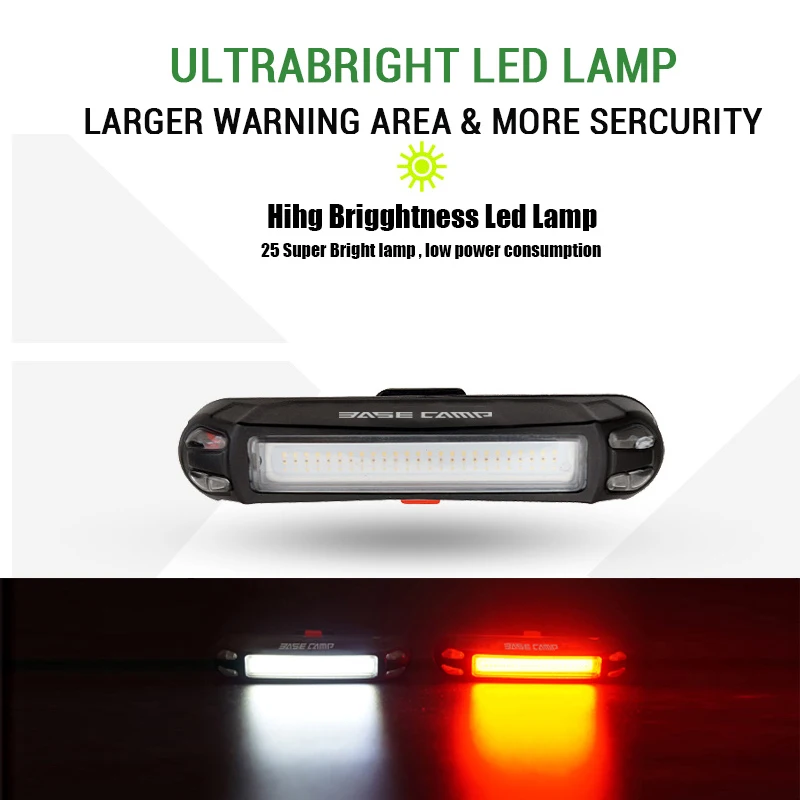 Perfect BASECAMP Bike Light USB Rechargeable LED Rear Light Waterproof Cycling Backlight Warning Flashlight for Bicycle Lights Taillight 1
