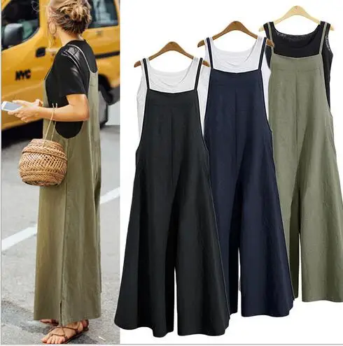 

2018 European and American women's loose one-piece wide-leg pants casual jumpsuit