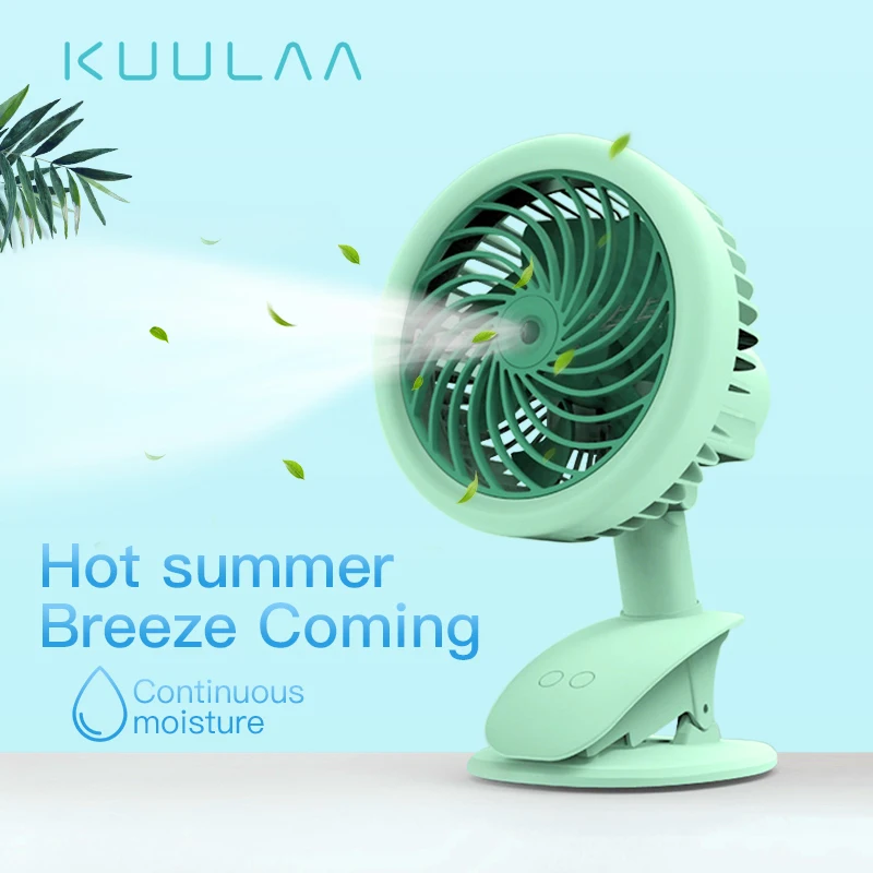 

KUULAA Mini USB Rechargeable Air Cooling Fan Clip Desk Fan Dual Use Home Student Dormitory Bedside Portable Desktop Office Fan