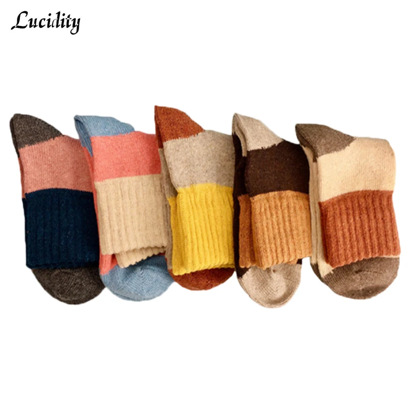 

3Pairs/lot =6pieces Women Winter Socks Wool Vintage Rabbit Thicken Warm Female Socks Patchwork Thermal Girl Cotton Socks