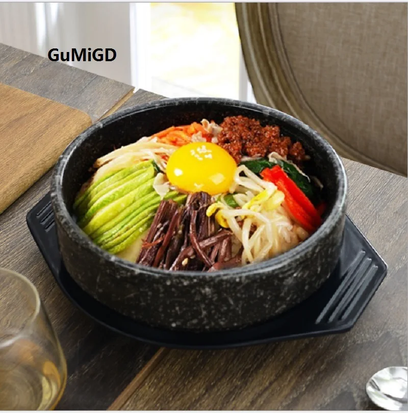 Корейский медицинский камень рыба Bibimbap специальный керамический горшок кастрюля поддон - Цвет: Черный