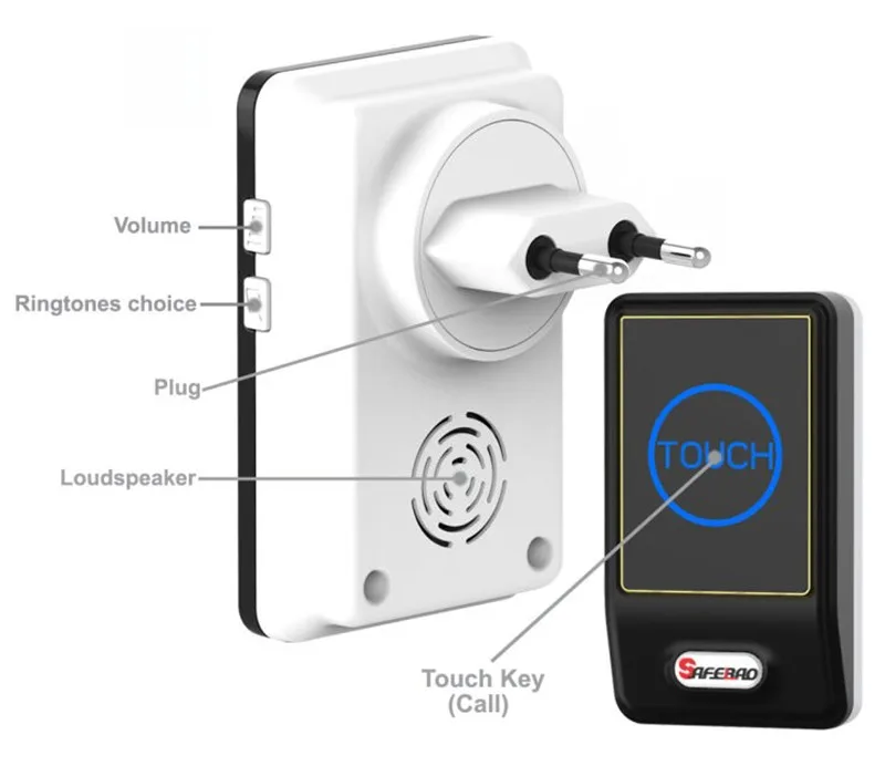Сенсорный датчик, Водонепроницаемый дверной звонок, EU штекер, цифровой 28 дверной звонок, беспроводной дверной звонок, пульт дистанционного управления, домашний дверной Звонок