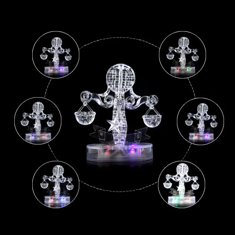 3D Crystal Puzzle Созвездие весов модель с светодиодный мигающий свет головоломки сборки DIY детей подарок на день рождения