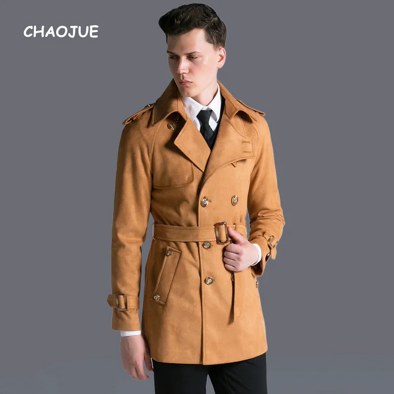 CHAOJUE Brand Suede Coat Mens 2017 Autumn/Winter England