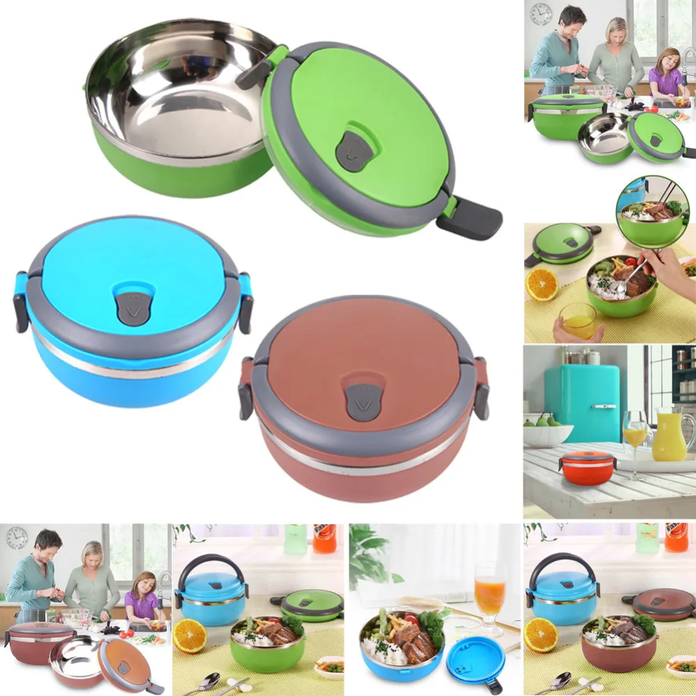 

Portable Stainless Steel Round Lunch Box Thermal Insulated Bento Box Food Picnic Container With Handle Lunch Box Lunch Container