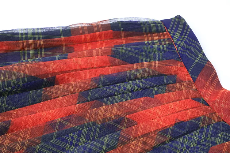 New 2019 spring sumemr plaid mesh skirts Fashion women