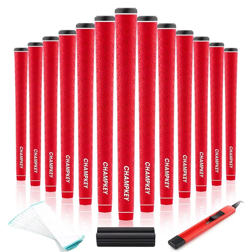 Champkey X-LITE Standard Rubber Golf Grips 13pcs High Quality Rubber Golf Club Grips With 13 Tapes,Knife,Rubber Vise Clamp