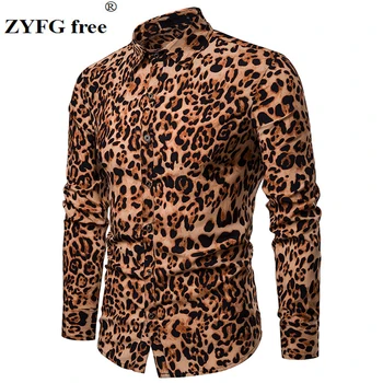 

ZYFG free men for shirt long sleeve turn-down collar shirts youth sashion simple male clothing blouse creative printing design