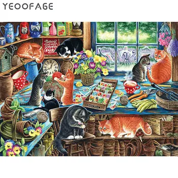

Full diamond embroidery handmade cross stitch Kitchen Diamond painting Animal cat square Diamond mosaic fashion Home decor