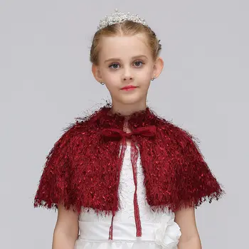

Christmas Girls Shawls Cloak Fake Lace Cape Glamour Girls Jackets Hot Selling Cover up Cape Stole Coat Bolero