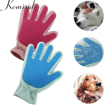 Kemiidi Silicone chat gants peigne à cheveux brosse de bain pour animaux de compagnie doux efficace Massage toilettage gants de lavage pour animaux de compagnie marchandises cheveux doigt pour animaux de compagnie