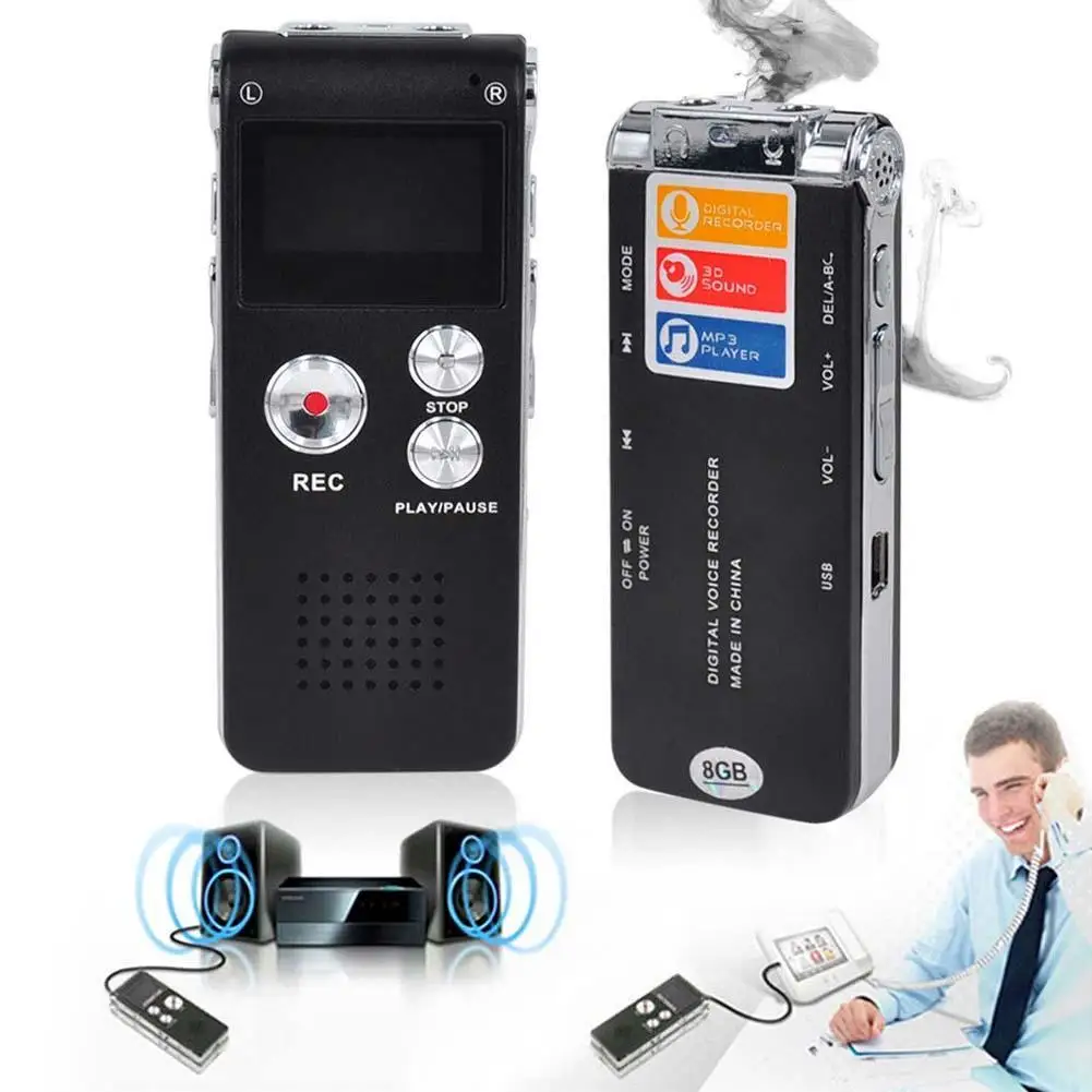 Rechargeable 8GB Digital Sound Voice Recorder Dictaphone MP3 Player