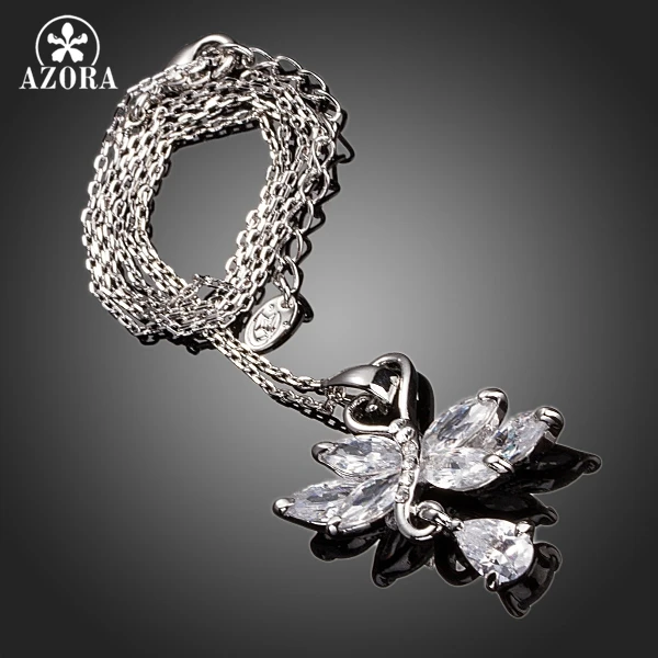 Азора два Лебеди в любви от Clear Cubic Zirconia кулон Цепочки и ожерелья TN0127|swan harmonica|swan