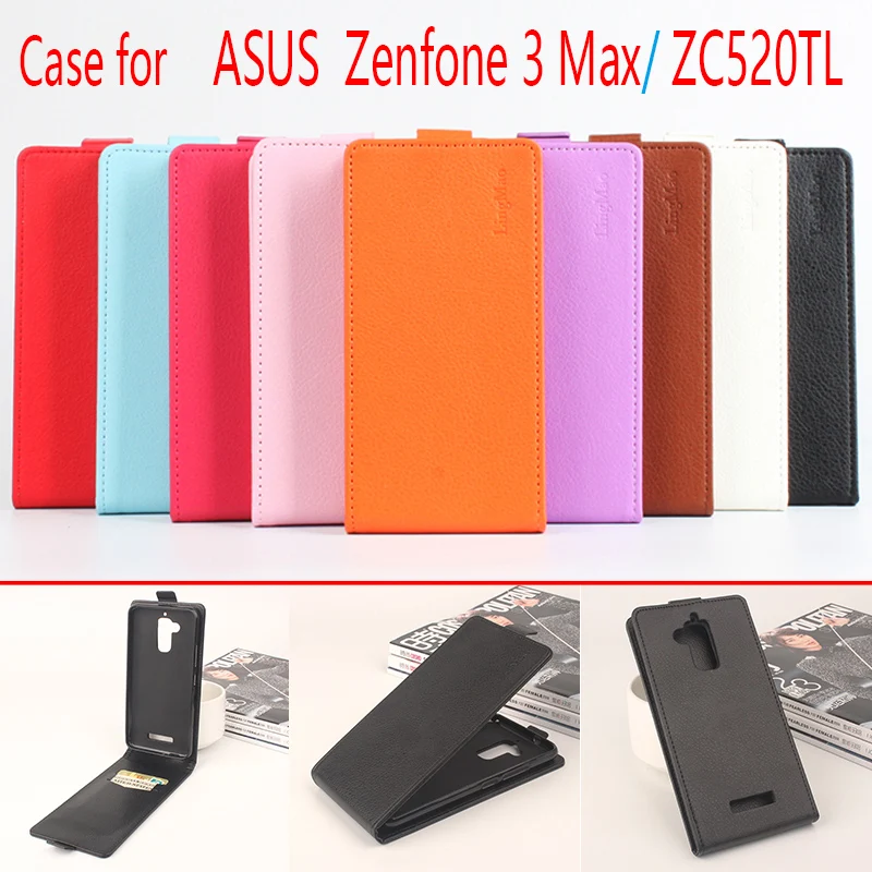 

For Asus Zenfone 3 Max/ZC520TL Phone Case Pure Color [Up-down Open] Vertical Flip Premium PU Leather Wallet Case Cover