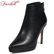 FACNDINLL schuhe 2017 neue ankunft echtes leder stiefeletten thin high heels spitzschuh elegante dame reitreiter stiefel
