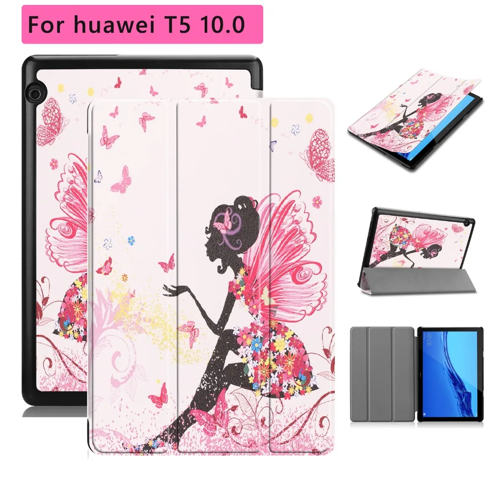 

2018 New Corlorful Printed folio Standing Case for Huawei MediaPad T5 10.0 with Stylus Pen