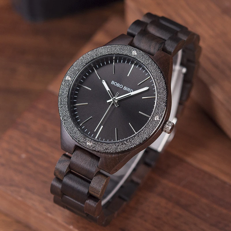 BOBO BIRD Stylish Wood Timepiece Men Quartz Watch Golden Dial mannenmode