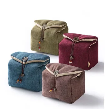 

Creative Teaware Storage Bag for Outdoor Travel Easy Carry Household Tea Ceremony Supplies Accessories Vintage Cotton Bags Pouch