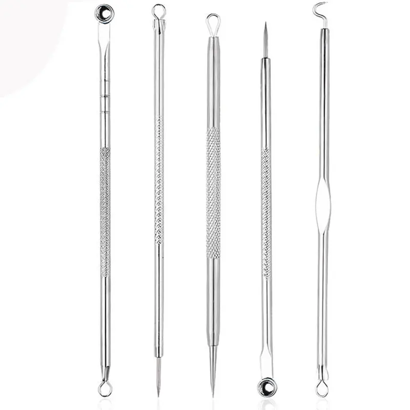

5Pc/Set Stainless Steel Pimple Blemish Acne needles Acne Extractor Remover Tool Set Cosmetic Face BlackHead Tools Sets