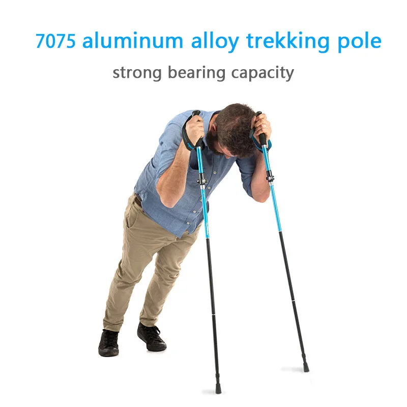 Liga de Alumínio Telescópica ao ar Naturehike Trekking Pole Dobrável Escalada Bengala Vara Livre Acampamento Caminhadas 1 5-seção 19 Esporte e Lazer