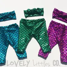 Леггинсы для детей русалка, леггинсы русалочка, капри для девочки, одежда для девочек, детские бриджи, штаны спандекс, комплект одежды, повязка