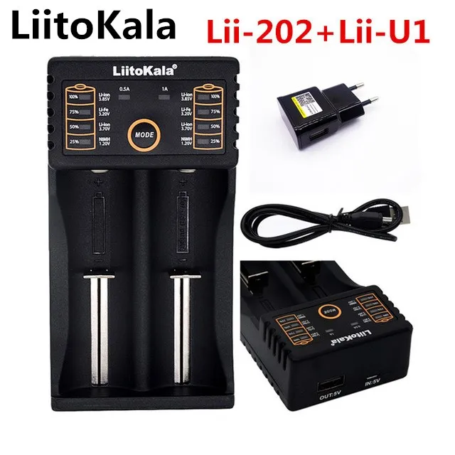 Умное зарядное устройство LiitoKala Lii-202 с функцией внешнего аккумулятора USB для