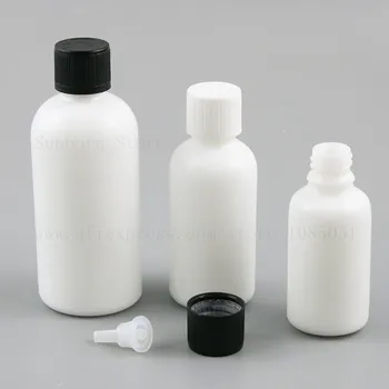 

Refillable Natural White Bottles 1oz Childproof Empty Glass Essential Oil Container 30ml 50ml 100ml with Black White Cap 20pcs