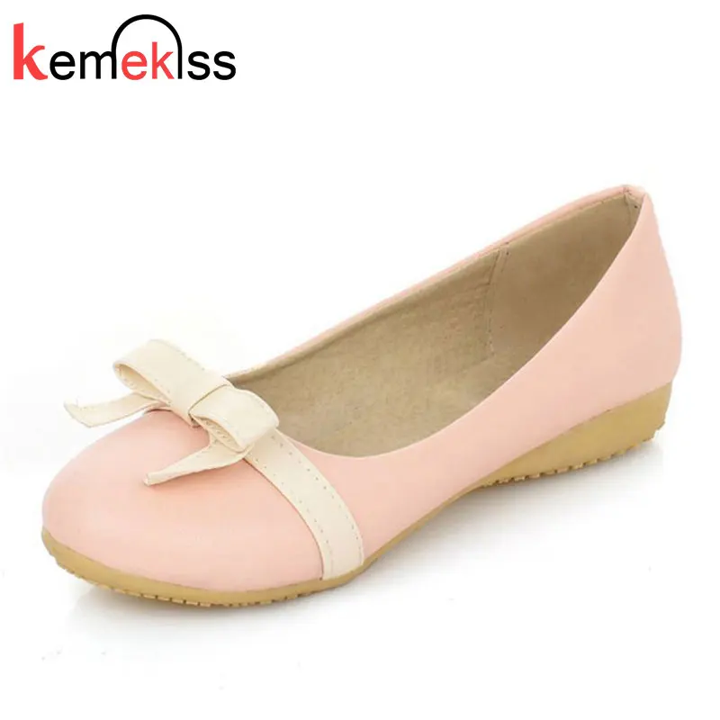 KemeKiss 4 Color Women Sweet Ballet Flats Shoes Women Bowknot Solid
