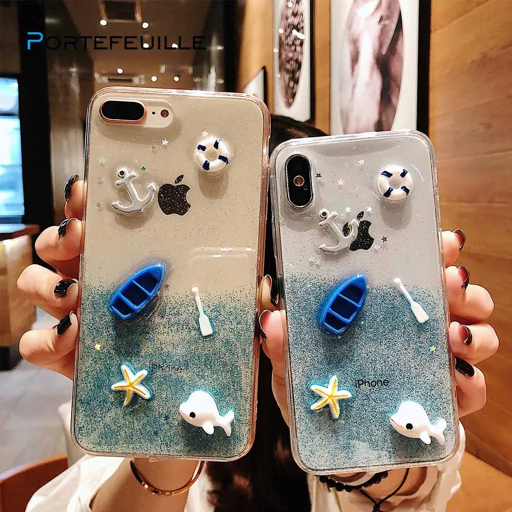 PORTEFEUILLE for iphone x xs case cute animal clear 6 7 8 plus 7plus silicone transparent anime soft shell cover |
