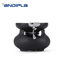 Креативный винтажный фильтр с листьями керамический черный керамический Серебряный кулон художественный Чайный фильтр офисный кунг-фу чайный сервиз аксессуары фильтры