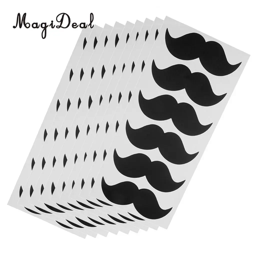 MagiDeal 9 x 6pcs Black Chalk Board Vinyl Mustache Decal Stickers Art DIY Crafts Use for Put on Jar Container Storage Bin Box