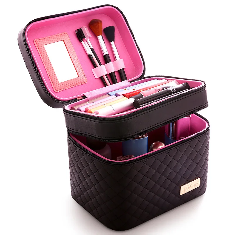 

SNUGUG Professional Women Large Cosmetic Bag Necessaries Portable Functional Make Up Box Travel Toiletry Storage Pouch Female