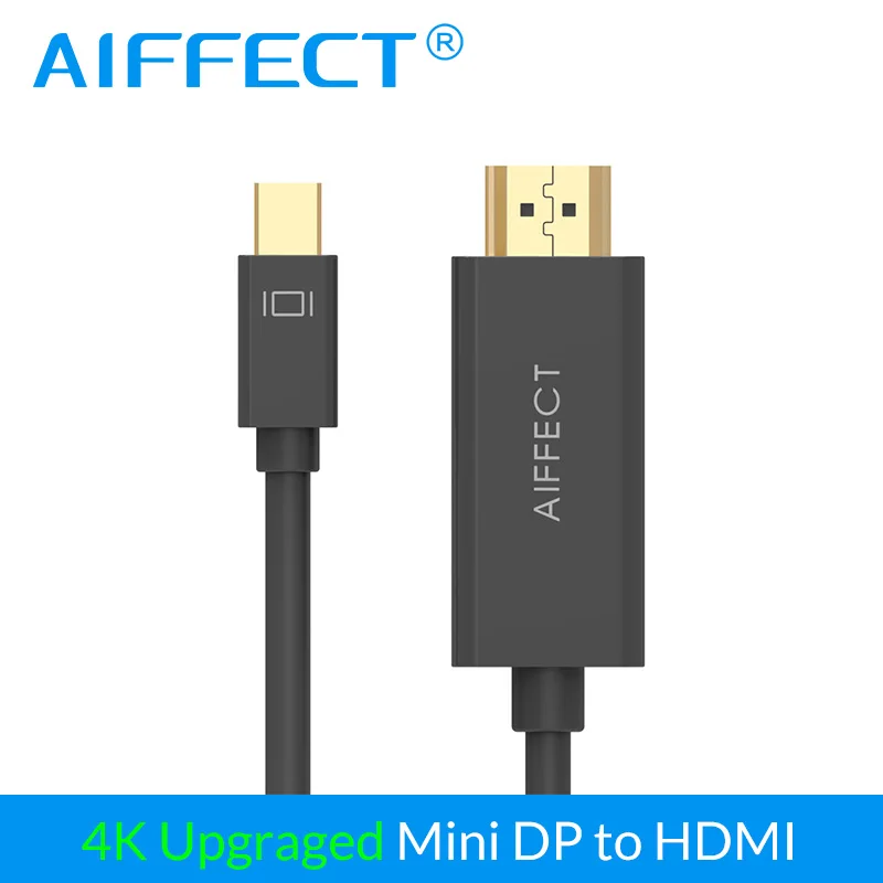 

AIFFECT Thunderbolt Display Mini DP to HDMI Cable Male to Male Adapter for Macbook Pro Air Projector Camera TV Support 4K 3D