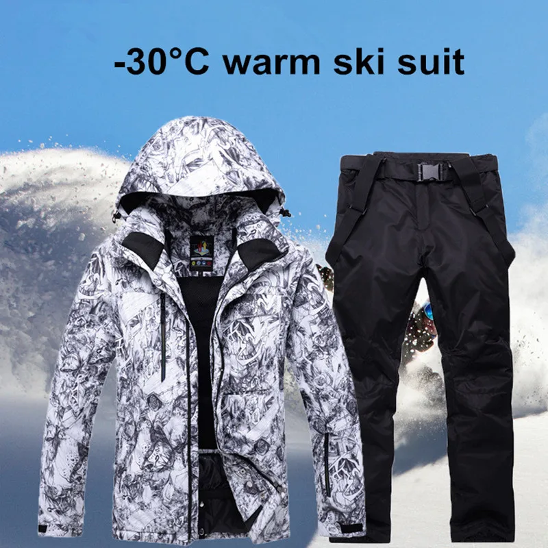 2018 nuevo para hombre traje de esquí traje de Super caliente impermeable a prueba de viento chaqueta de Snowboard invierno nieve pantalones trajes de hombre esquí Snowboard juegos