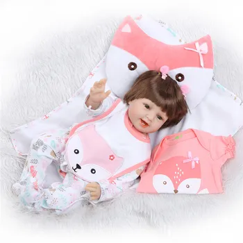 

55cm Soft Silicone Doll Reborn Babies Reborn Toy 22inch bonecas dolls sweet menina collectible Baby Birthday Gift For Child