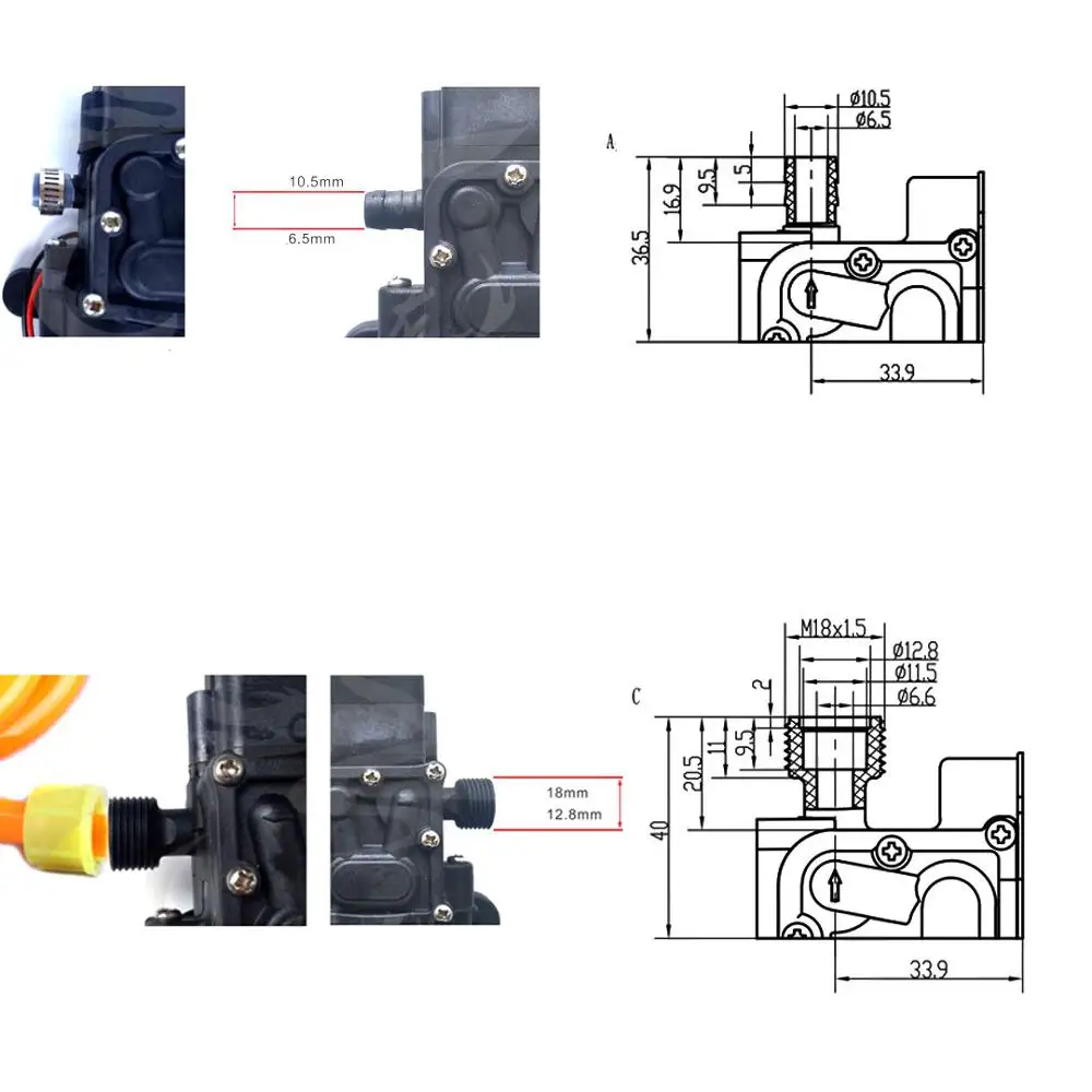 DC 12V 60W 130PSI 5L/Min Интеллектуальный мембранный насос Самовсасывающий усилитель управления возвратом Автомойка домашний сад