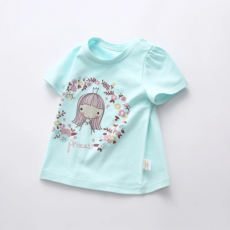 HHTU/футболка с короткими рукавами и принтом для маленьких девочек; летняя хлопковая детская футболка; топы с круглым вырезом; футболки для малышей; повседневная одежда для мальчиков - Цвет: Color 1