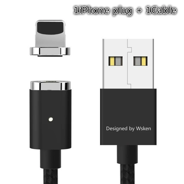 Wsken USB Магнитный зарядный кабель для iPhone Xs 8 7 6 6s Qc2.0 быстрое зарядное устройство провод Micro usb type C кабель для мобильного телефона samsung - Цвет: For Apple black